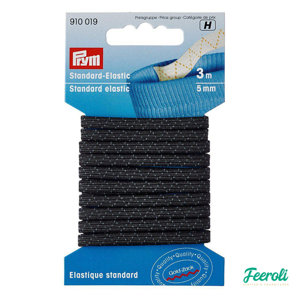 standaard elastiek 5mm zwart